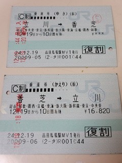 東京〜大阪間で往復割引を適用した切符